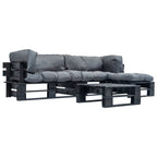 vidaXL 4-tlg. Garten-Lounge-Set aus Paletten mit Grauen Kissen Holz