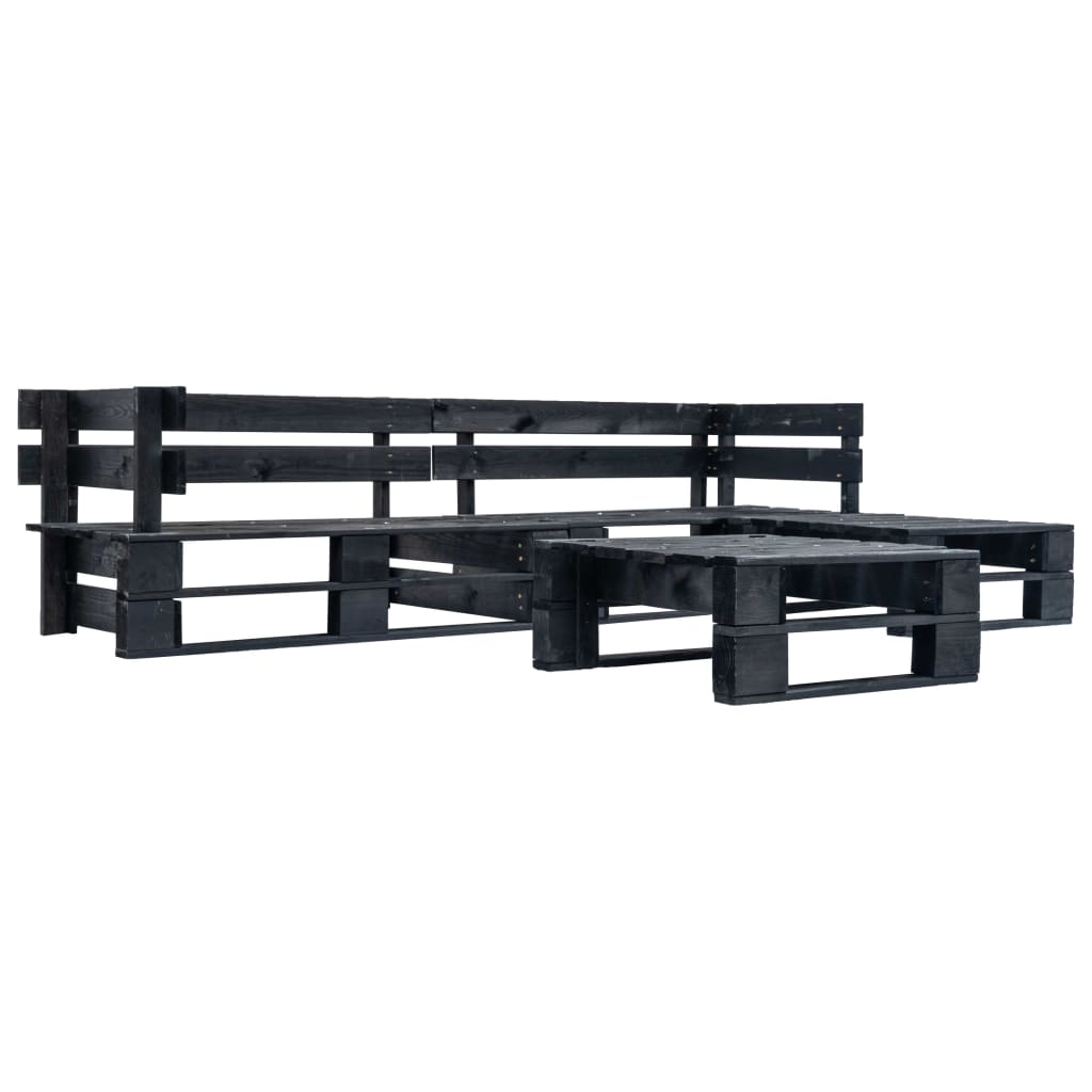vidaXL 4-tlg. Garten-Lounge-Set aus Paletten mit Grauen Kissen Holz