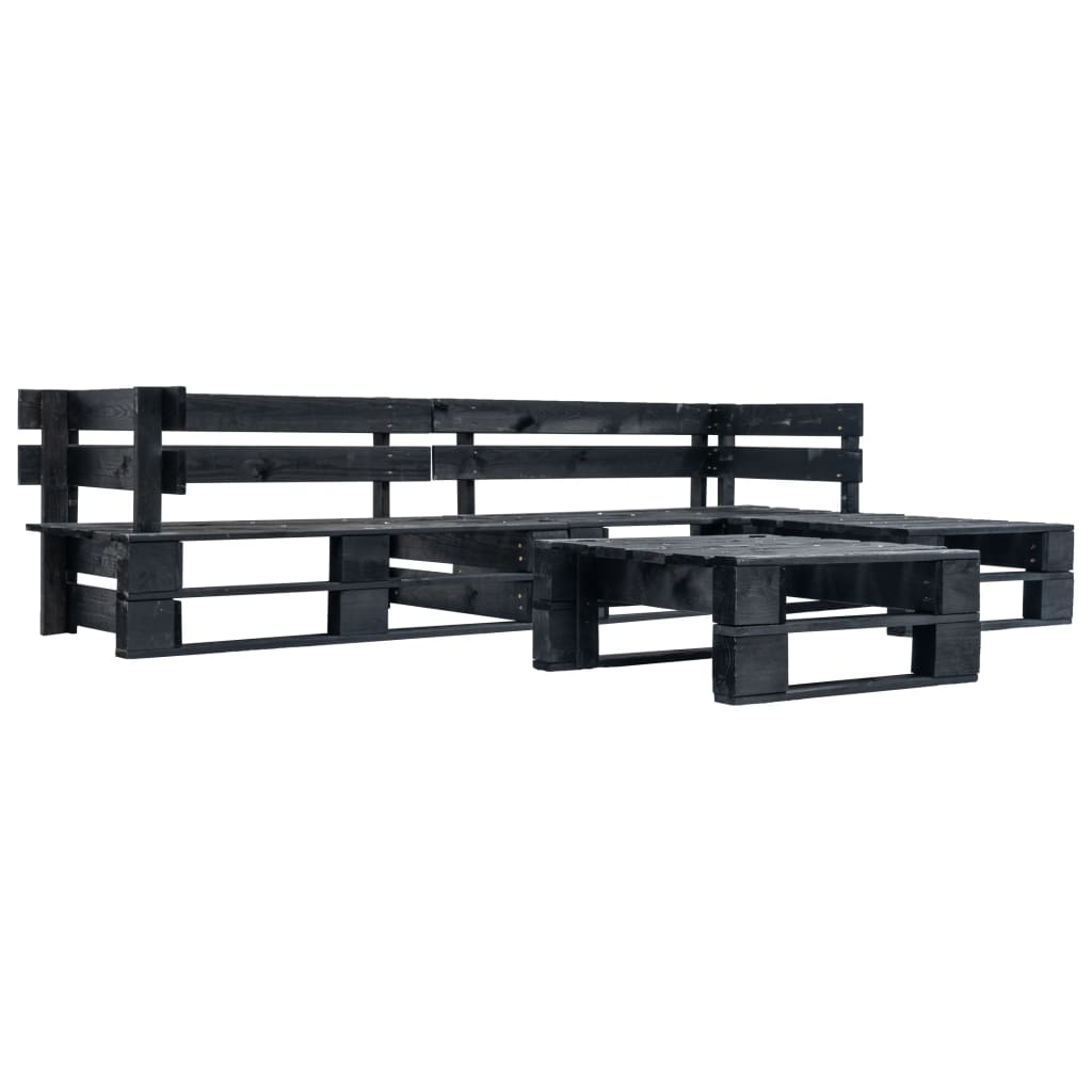 vidaXL 4-tlg. Garten-Lounge-Set aus Paletten mit Roten Kissen Holz