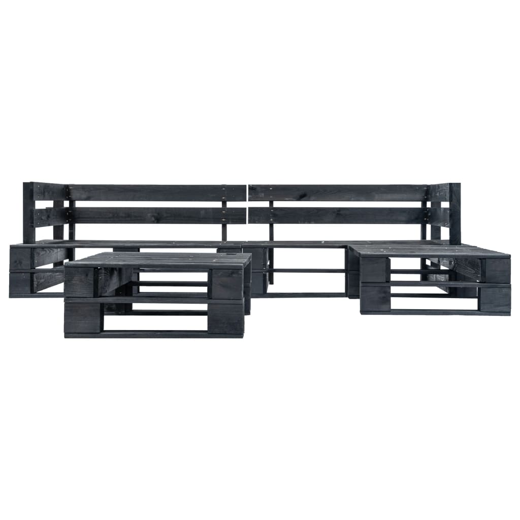 vidaXL 4-tlg. Garten-Lounge-Set aus Paletten mit Roten Kissen Holz