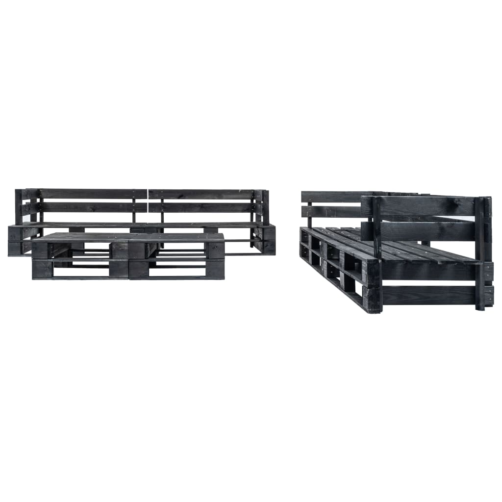 vidaXL 6-tlg. Garten-Lounge-Set aus Paletten Schwarz Holz