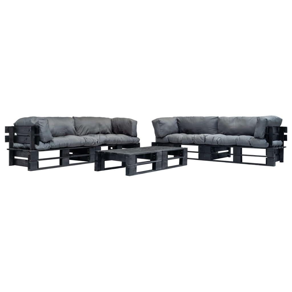 vidaXL 6-tlg. Garten-Lounge-Set aus Paletten mit Grauen Kissen Holz