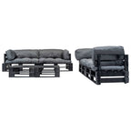 vidaXL 6-tlg. Garten-Lounge-Set aus Paletten mit Grauen Kissen Holz