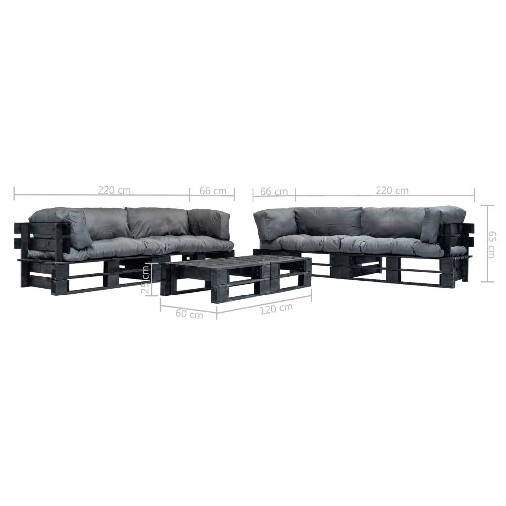 vidaXL 6-tlg. Garten-Lounge-Set aus Paletten mit Grauen Kissen Holz