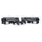 vidaXL 6-tlg. Garten-Lounge-Set aus Paletten mit Grauen Kissen Holz