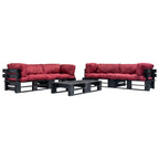 vidaXL 6-tlg. Garten-Lounge-Set aus Paletten mit Roten Kissen Holz
