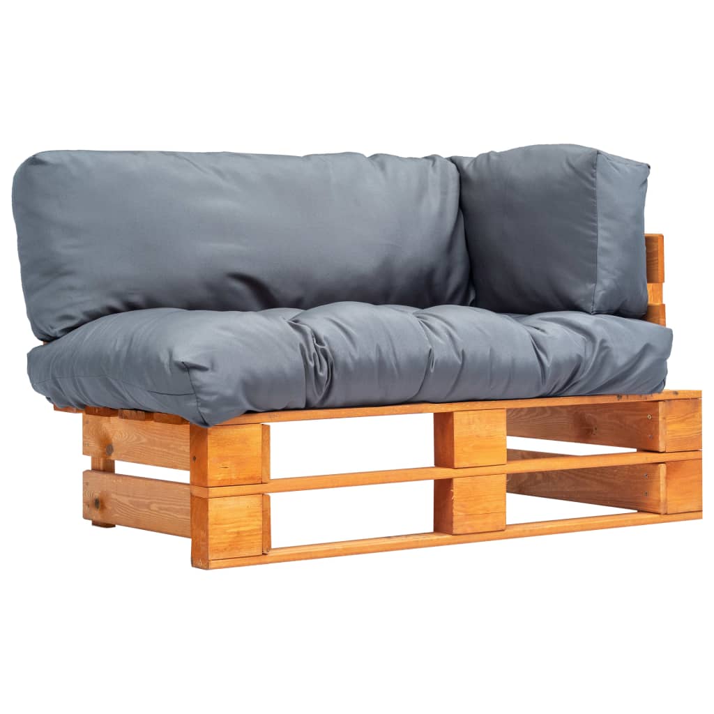 vidaXL Garten-Palettensofa mit Grauen Kissen Kiefernholz