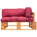 vidaXL Garten-Palettensofa mit Roten Kissen Kiefernholz