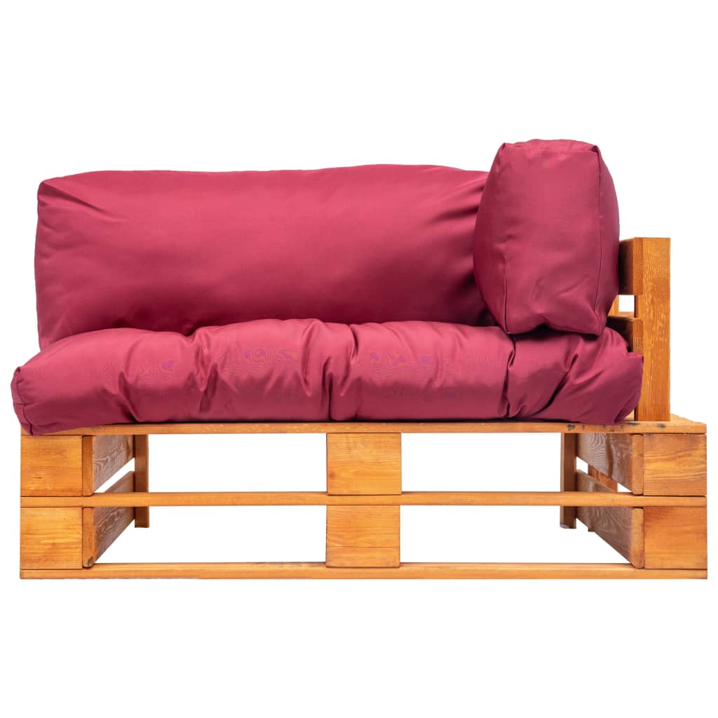 vidaXL Garten-Palettensofa mit Roten Kissen Kiefernholz