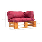 vidaXL Garten-Palettensofa mit Roten Kissen Kiefernholz