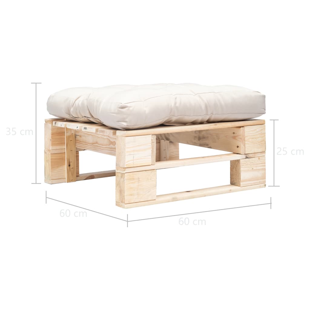 vidaXL Garten-Palettenhocker mit Kissen Holz Natur