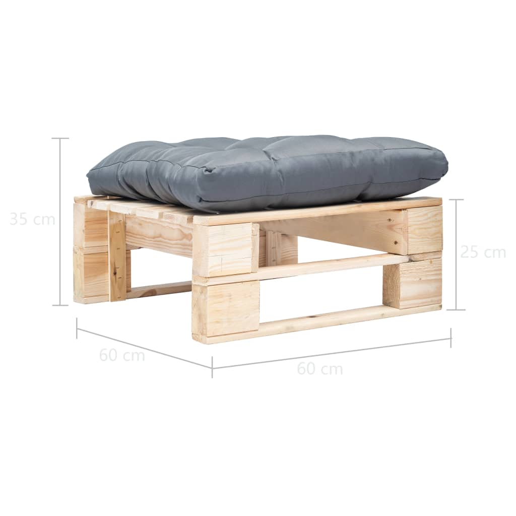vidaXL Garten-Palettenhocker mit Kissen in Grau Holz Natur