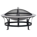 vidaXL Garten-Feuerschale mit Grill Edelstahl 76 cm