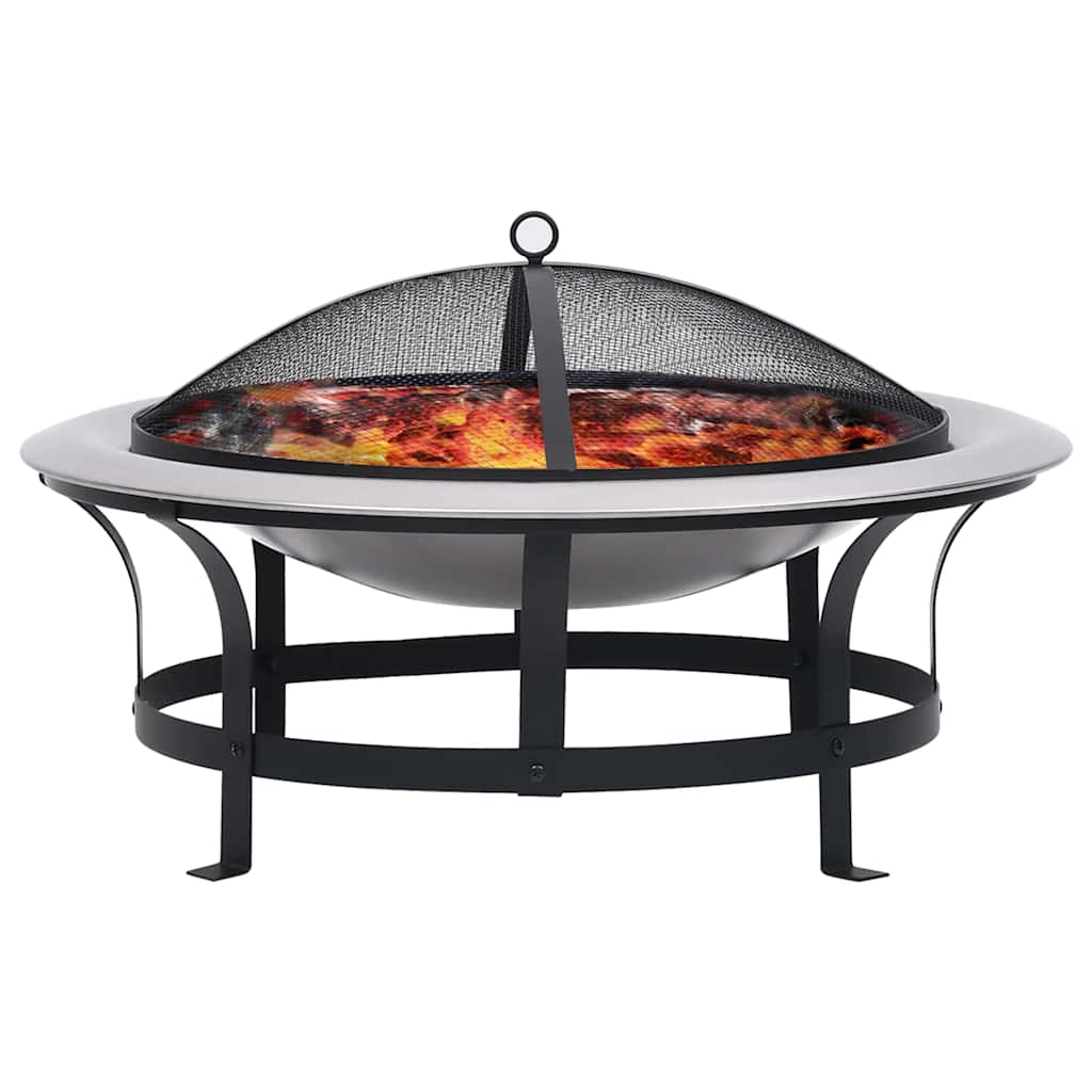 vidaXL Garten-Feuerschale mit Grill Edelstahl 76 cm