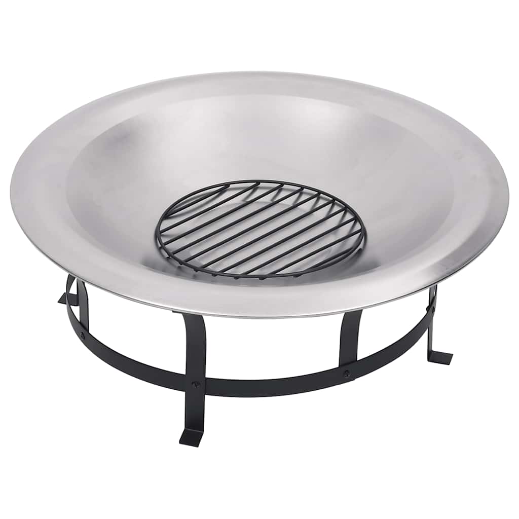 vidaXL Garten-Feuerschale mit Grill Edelstahl 76 cm