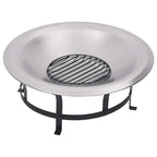 vidaXL Garten-Feuerschale mit Grill Edelstahl 76 cm