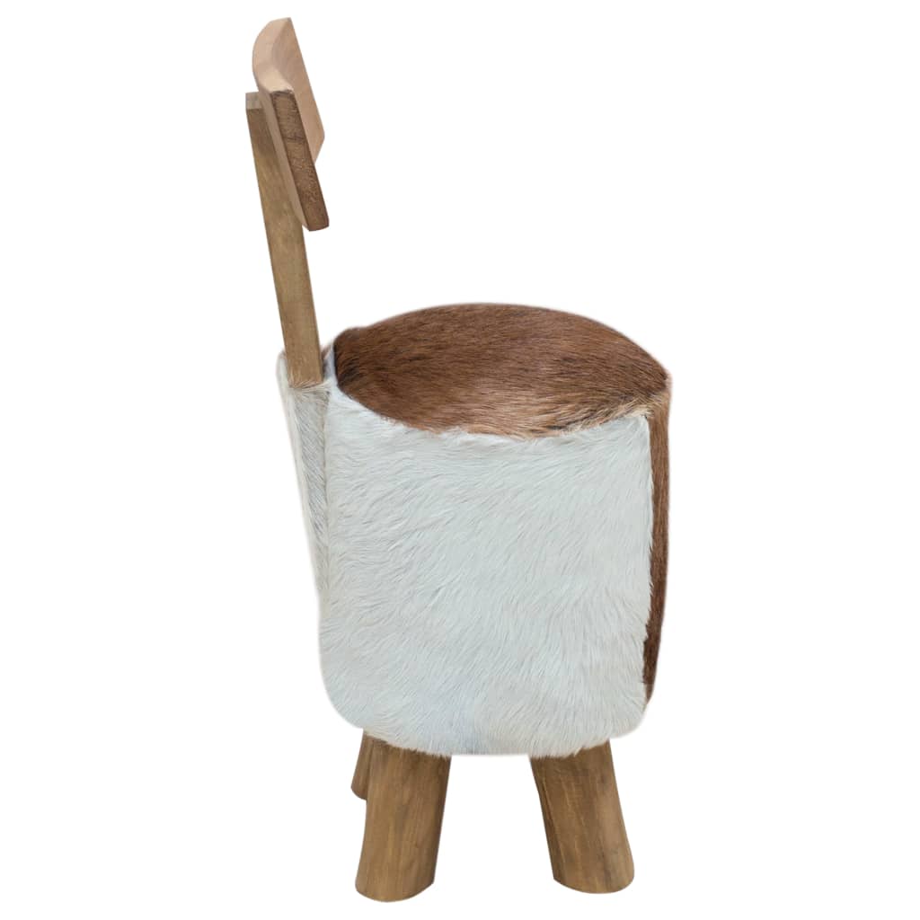 vidaXL Hocker Ziegenleder und Massivholz Teak