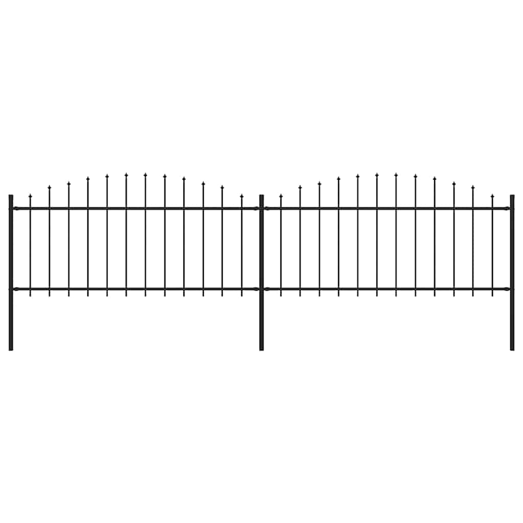 vidaXL Gartenzaun mit Speerspitzen Stahl (0,5 - 0,75) x 3,4 m Schwarz