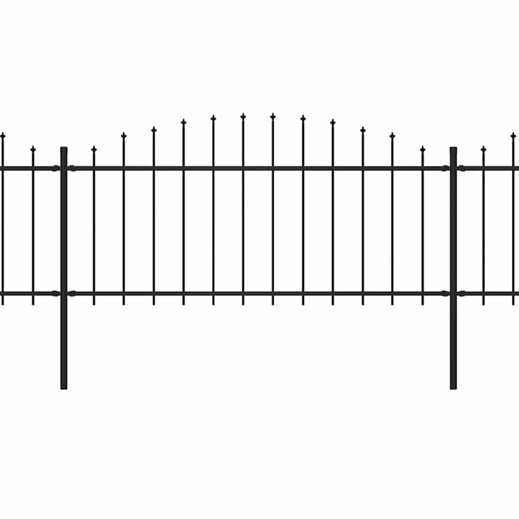 vidaXL Gartenzaun mit Speerspitzen Stahl (0,5 - 0,75) x 3,4 m Schwarz