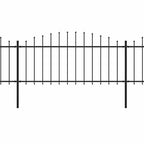 vidaXL Gartenzaun mit Speerspitzen Stahl (0,5 - 0,75) x 3,4 m Schwarz