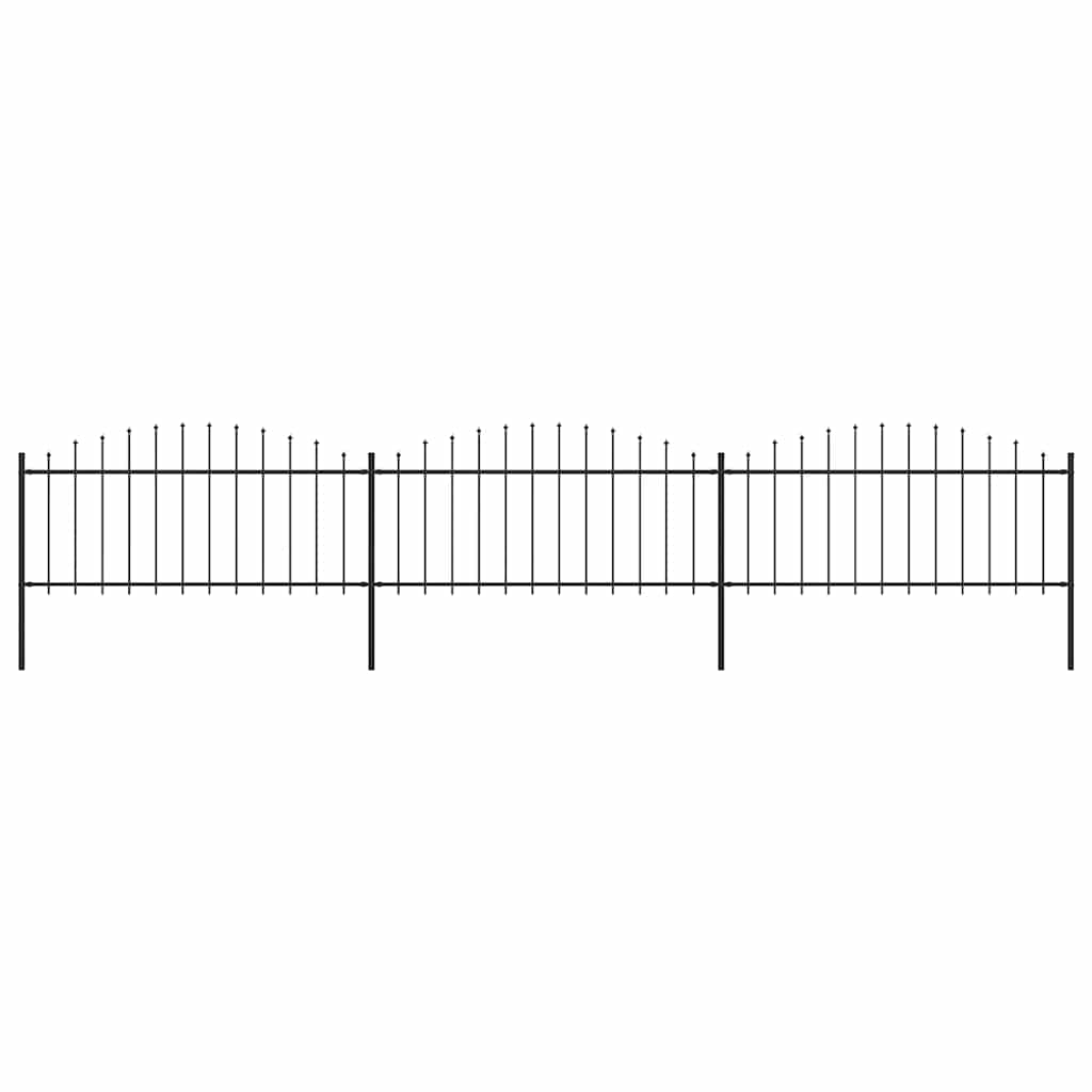 vidaXL Gartenzaun mit Speerspitze Stahl 537 x 75 cm Schwarz
