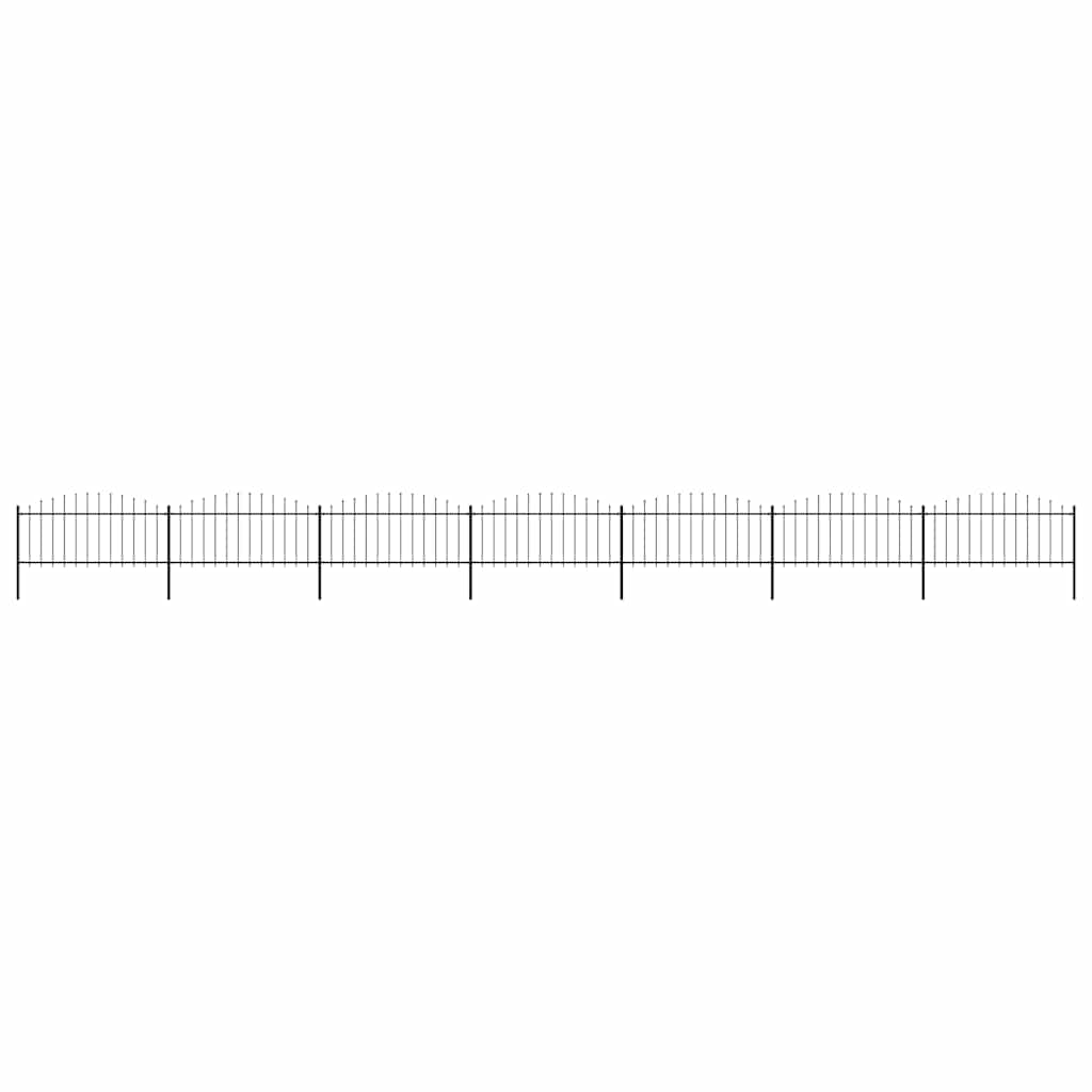 vidaXL Gartenzaun mit Speerspitzen Stahl (0,5 - 0,75) x 3,4 m Schwarz