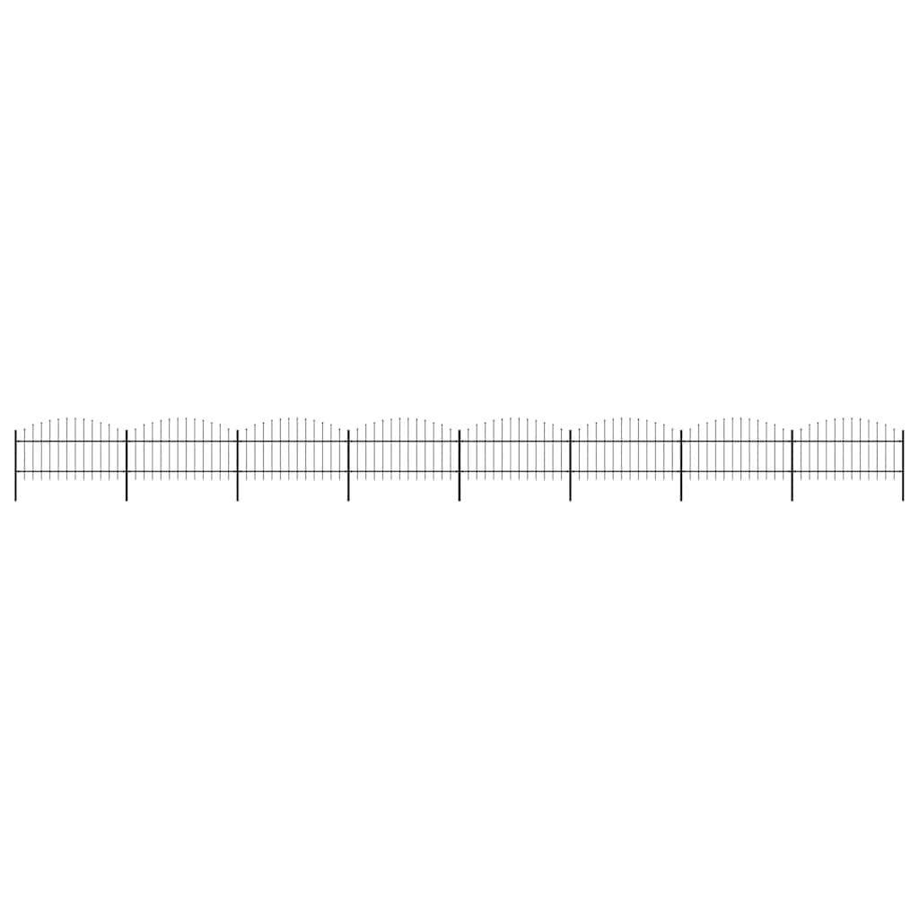 vidaXL Gartenzaun mit Speerspitzen Stahl (1 - 1,25) x 13,6 m Schwarz