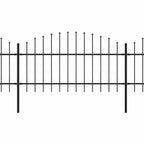 vidaXL Gartenzaun mit Speerspitzen Stahl (1 - 1,25) x 13,6 m Schwarz