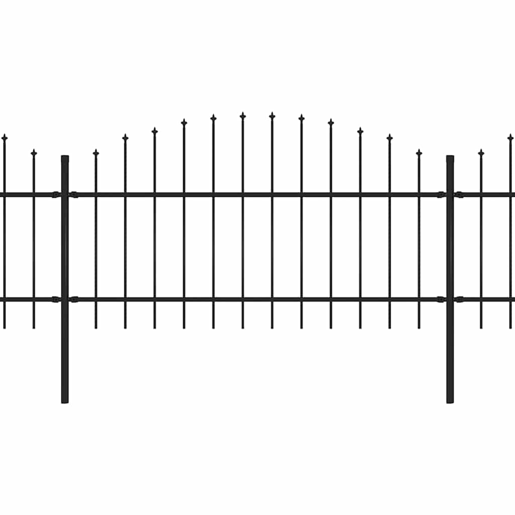 vidaXL Gartenzaun mit Speerspitzen Stahl (1 - 1,25) x 13,6 m Schwarz