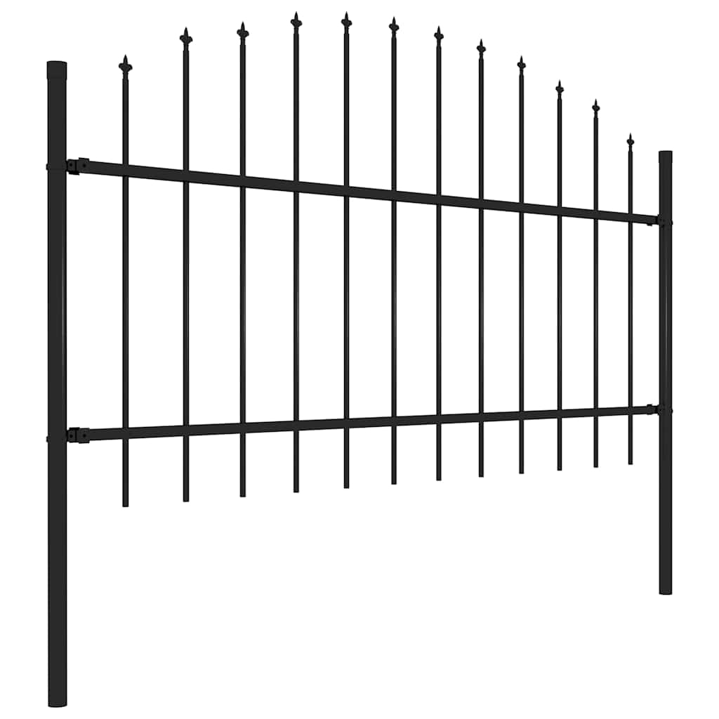 vidaXL Gartenzaun mit Speerspitzen Stahl (1 - 1,25) x 13,6 m Schwarz