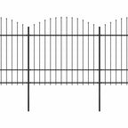 vidaXL Gartenzaun mit Speerspitzen Stahl (1,5 - 1,75) x 15,3 m Schwarz