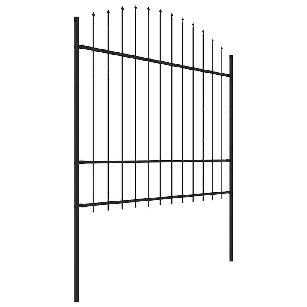 vidaXL Gartenzaun mit Speerspitzen Stahl (1,5 - 1,75) x 15,3 m Schwarz