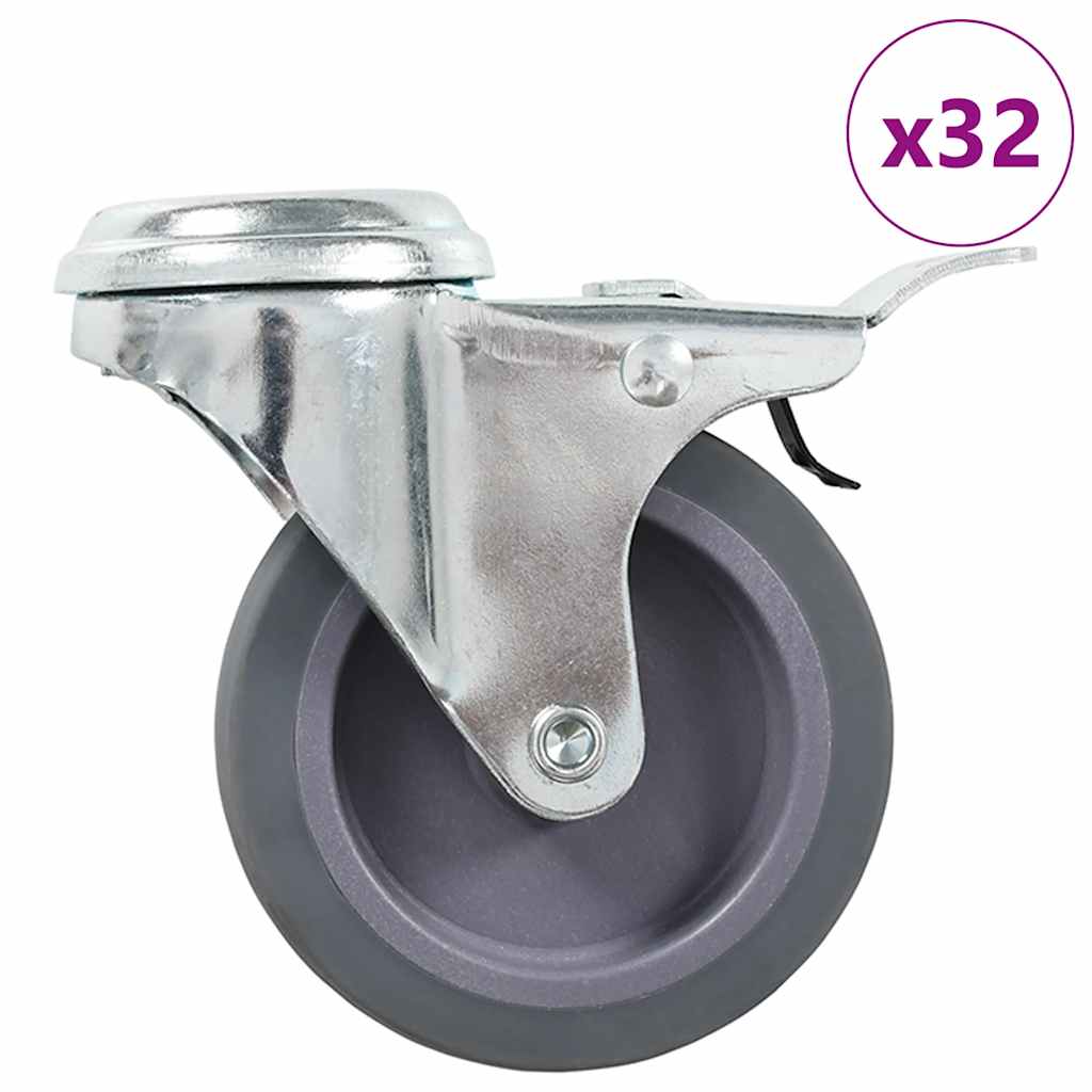 vidaXL 32 Stk. Lenkrollen mit Rückenloch 75 mm