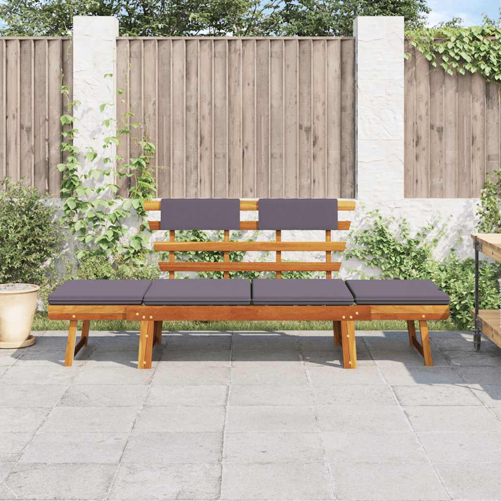 vidaXL 2-in-1 Gartenliege mit Auflage 190 cm Massivholz Akazie