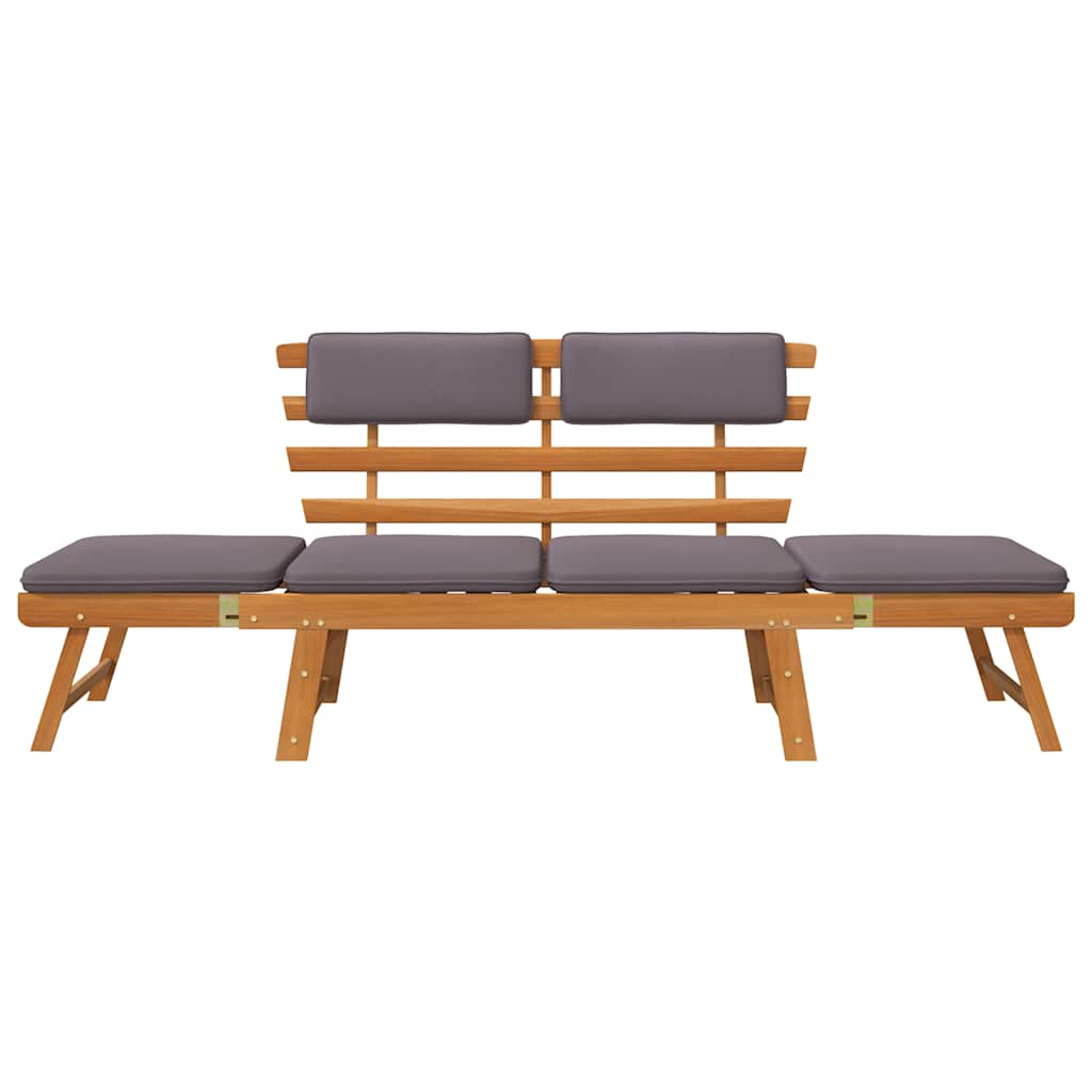 vidaXL 2-in-1 Gartenliege mit Auflage 190 cm Massivholz Akazie
