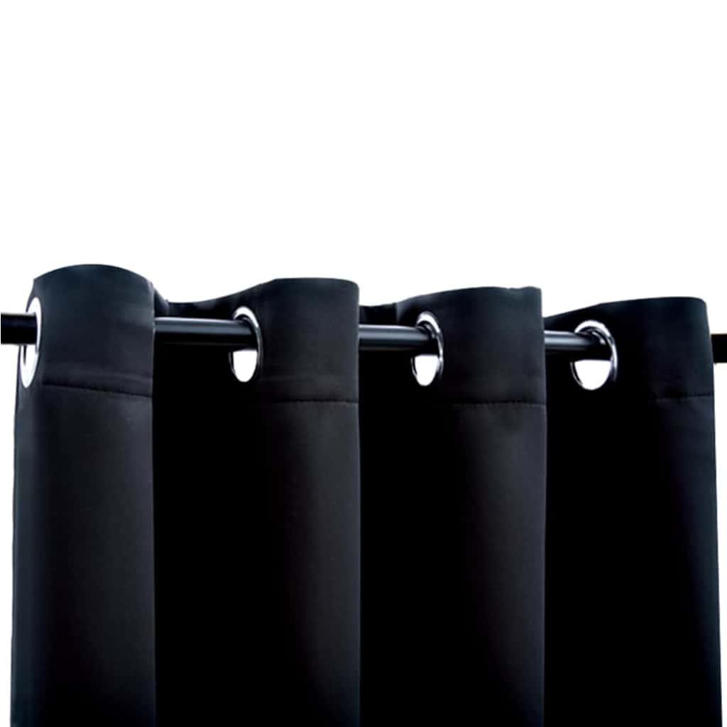 vidaXL Verdunkelungsvorhänge mit Metallösen 2 Stk. Schwarz 140x175 cm