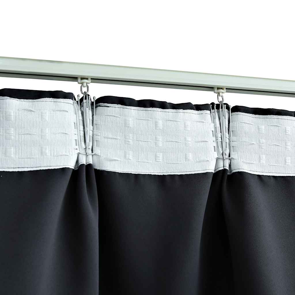 vidaXL Verdunkelungsvorhänge mit Haken 2 Stk. Schwarz 140x175cm