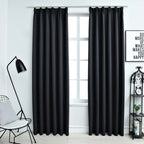 vidaXL Verdunkelungsvorhänge mit Haken 2 Stk. Schwarz 140x175cm