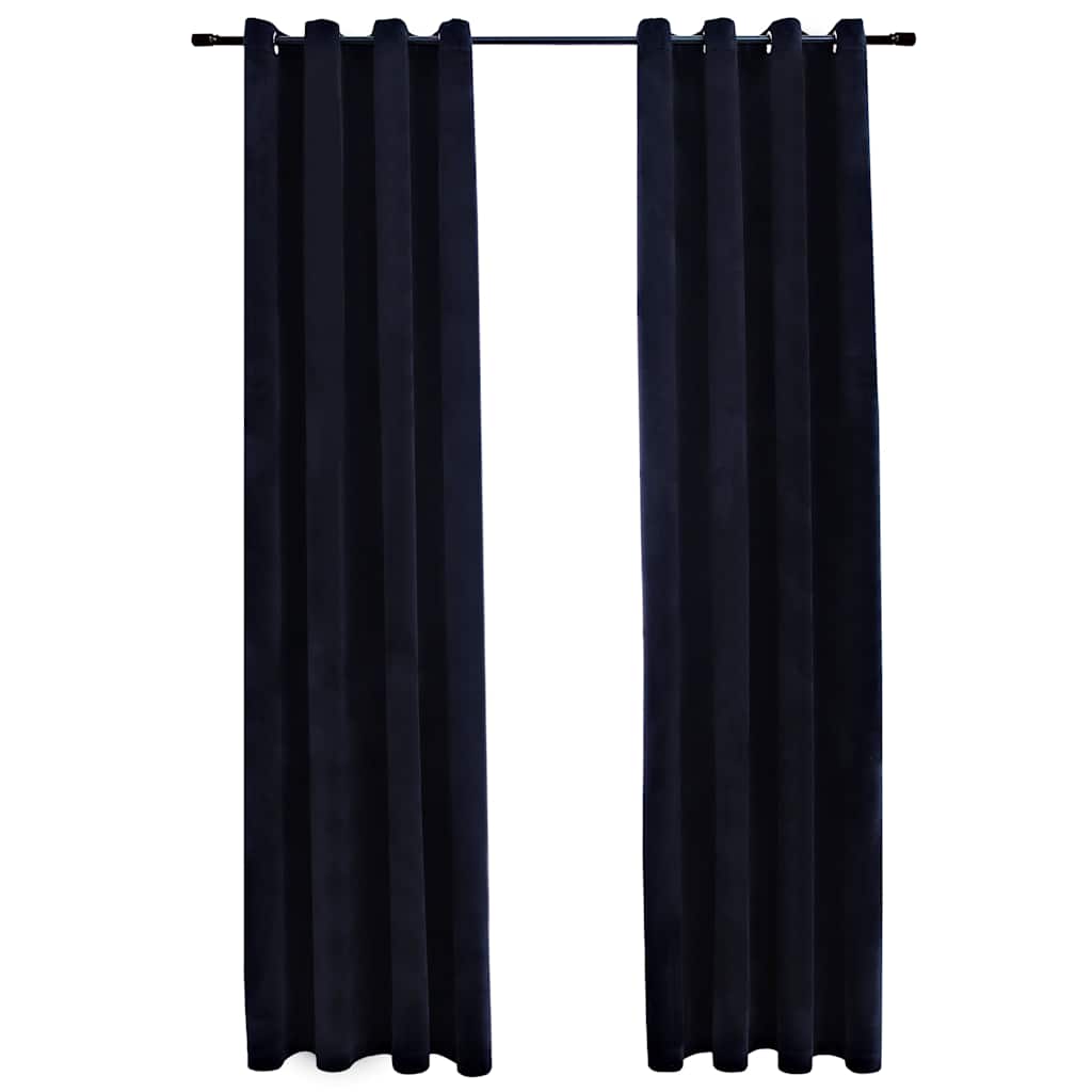 vidaXL Verdunkelungsvorhänge mit Ösen 2 Stk. Samt Schwarz 140x175 cm
