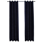 vidaXL Verdunkelungsvorhänge mit Ösen 2 Stk. Samt Schwarz 140x175 cm