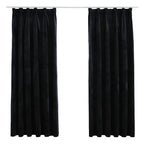 vidaXL Verdunkelungsvorhänge mit Haken 2 Stk. Samt Schwarz 140x175 cm