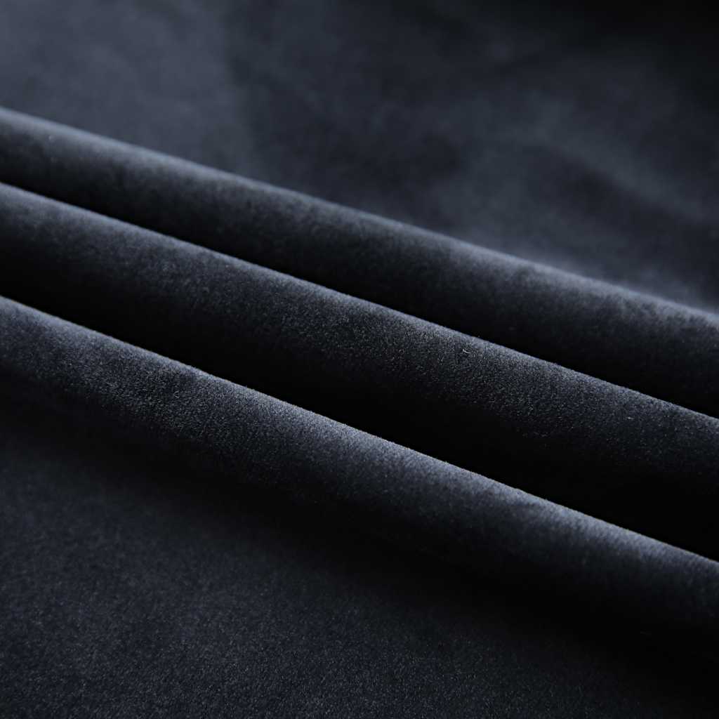 vidaXL Verdunkelungsvorhänge mit Haken 2 Stk. Samt Schwarz 140x175 cm