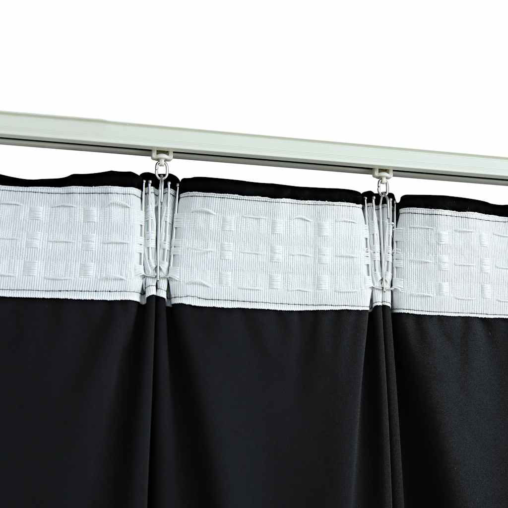 vidaXL Verdunkelungsvorhänge mit Haken 2 Stk. Samt Schwarz 140x175 cm