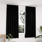vidaXL Verdunkelungsvorhänge mit Haken 2 Stk. Samt Schwarz 140x175 cm