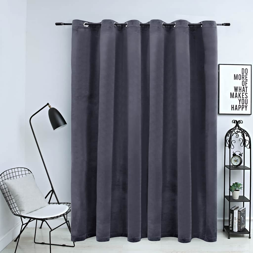 vidaXL Verdunkelungsvorhang mit Metallösen Samt Schwarz 290 x 245 cm