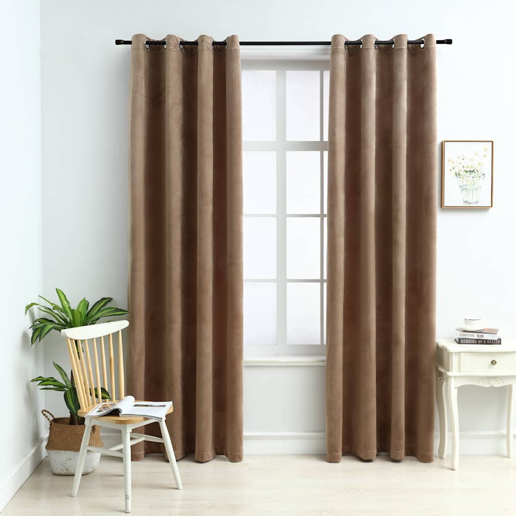 vidaXL Verdunkelungsvorhänge mit Ösen 2 Stk. Samt Schwarz 140x175 cm