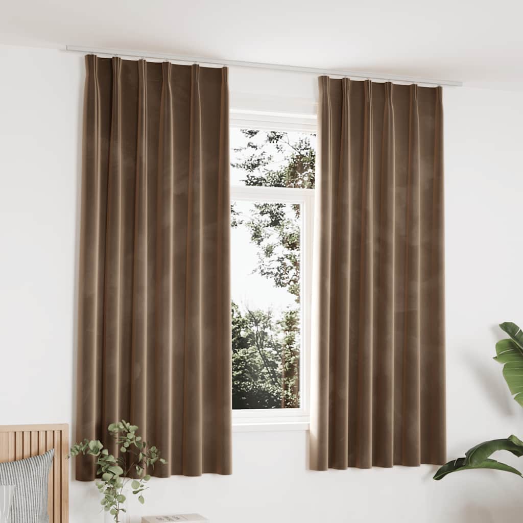 vidaXL Verdunkelungsvorhänge mit Haken 2 Stk. Samt Schwarz 140x175 cm
