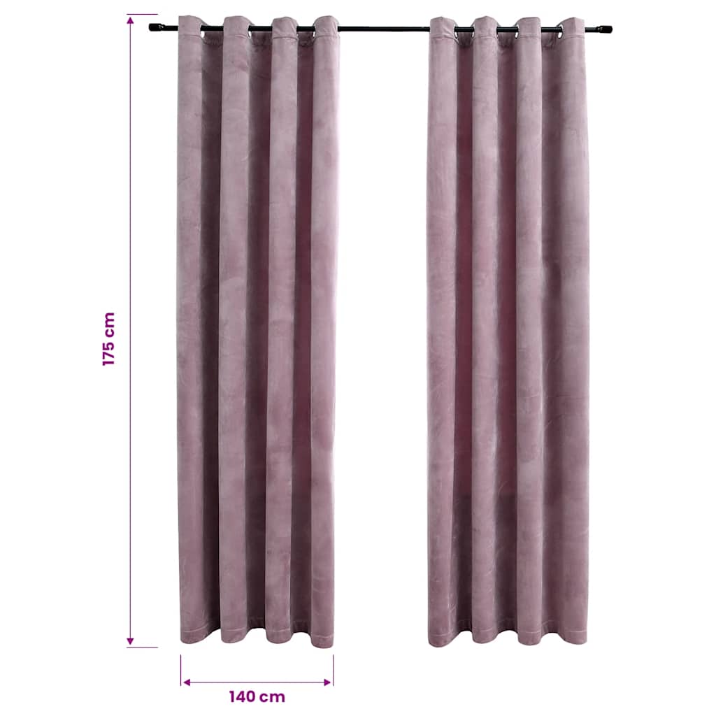vidaXL Verdunkelungsvorhänge mit Ösen 2 Stk. Samt Antik-Rosa 140x175cm