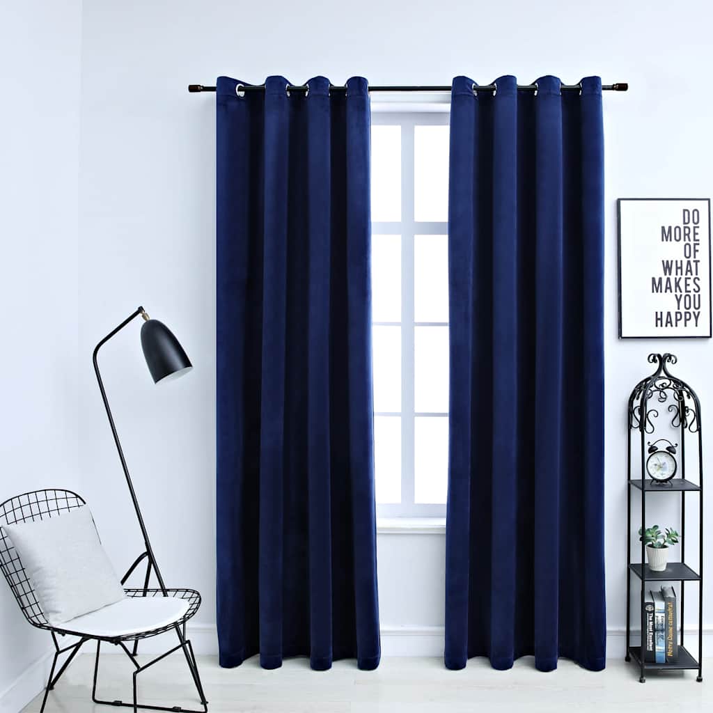 vidaXL Verdunkelungsvorhänge mit Ösen 2 Stk. Samt Schwarz 140x175 cm