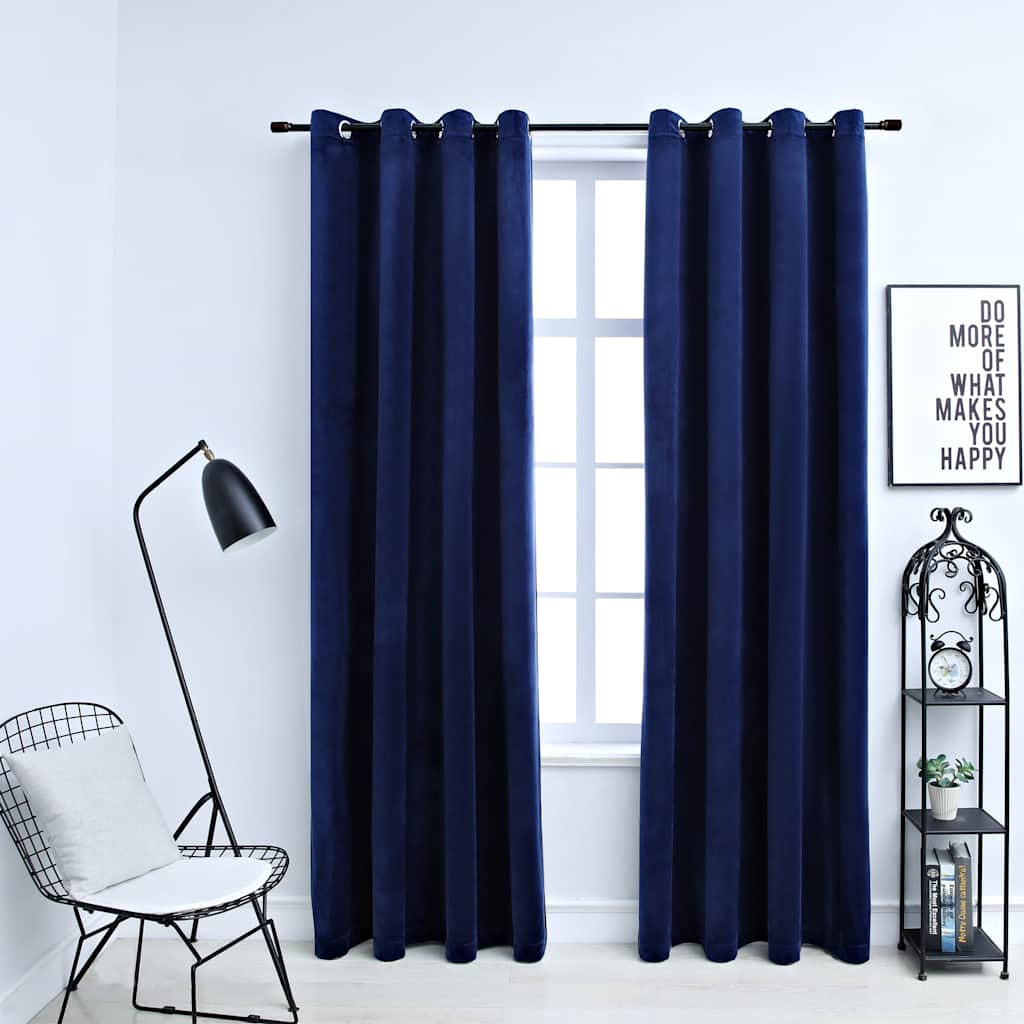 vidaXL Verdunkelungsvorhänge mit Ösen 2 Stk. Samt Schwarz 140x175 cm